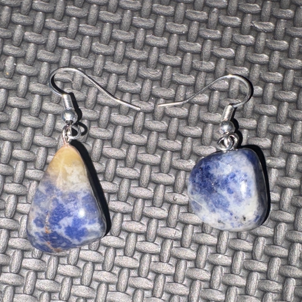 Artisan Blue and Cream Stone Earrings